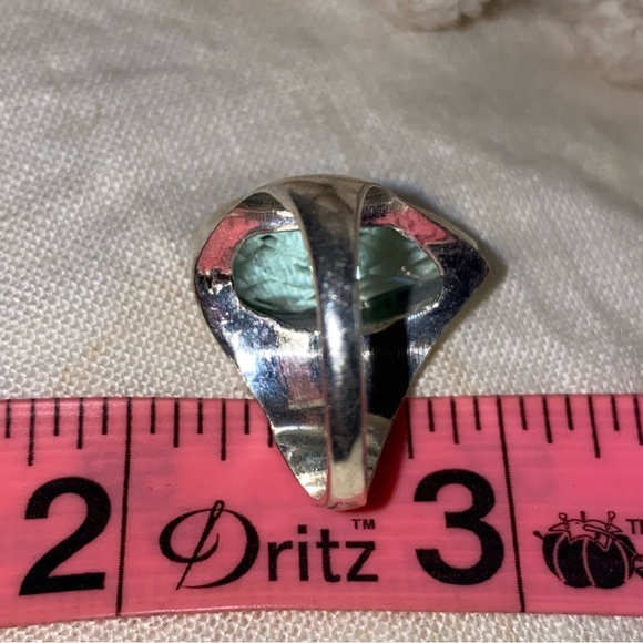 Sparkly Aqua blue Topaz teardrop facet cut ring - Picture 7 of 10